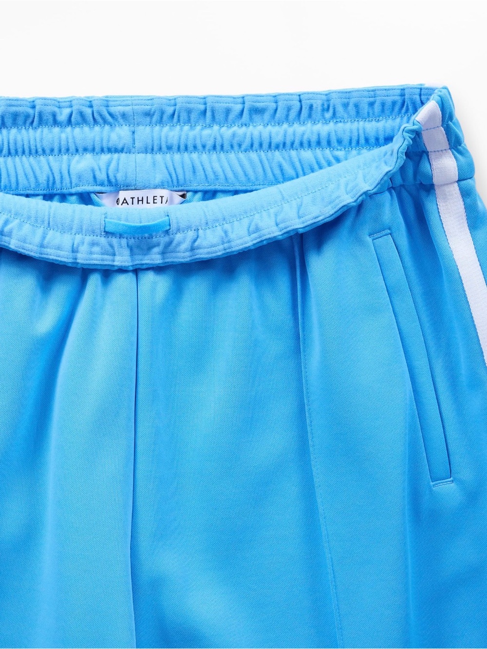 ATHLETA Tempo Wide Leg Blue Track Pants with White Side Stripes Size L Quality - Picture 8 of 8